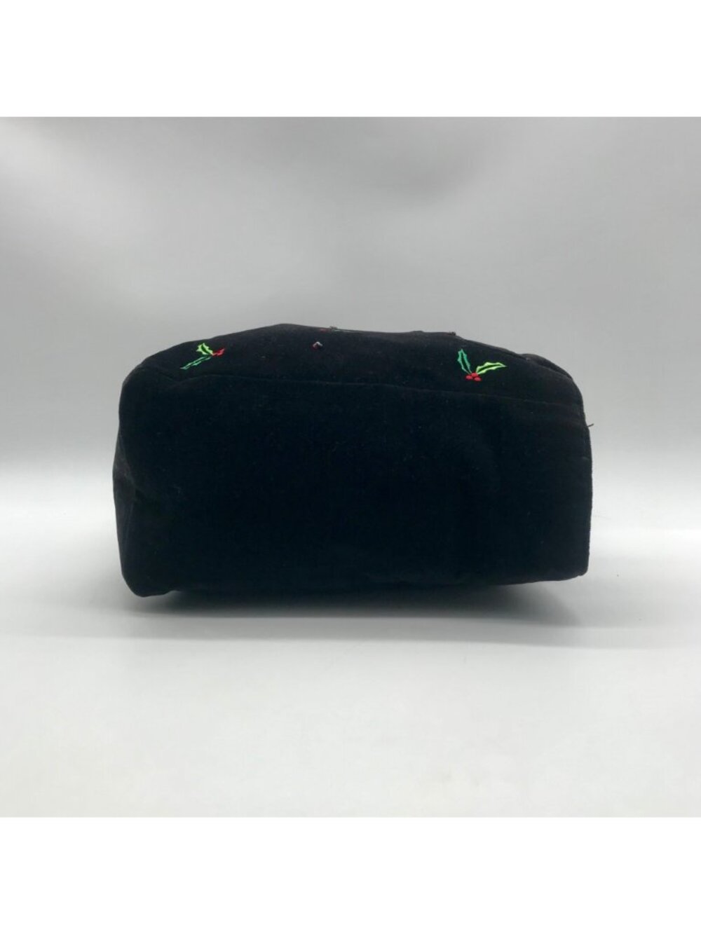 Black Velvet Holly Berry Pattern Tote Bag - Picture 4 of 11